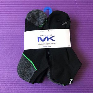Michael Kors Men's 6 Pairs Low Cut Black Gray Sock